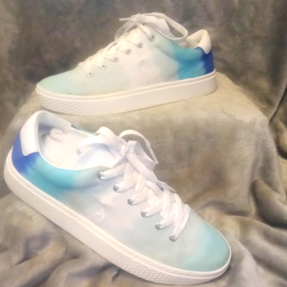 Women's Polo by Ralph Lauren Ombre Navy Blue to Sky Blue Deck Shoes Size 6.5
